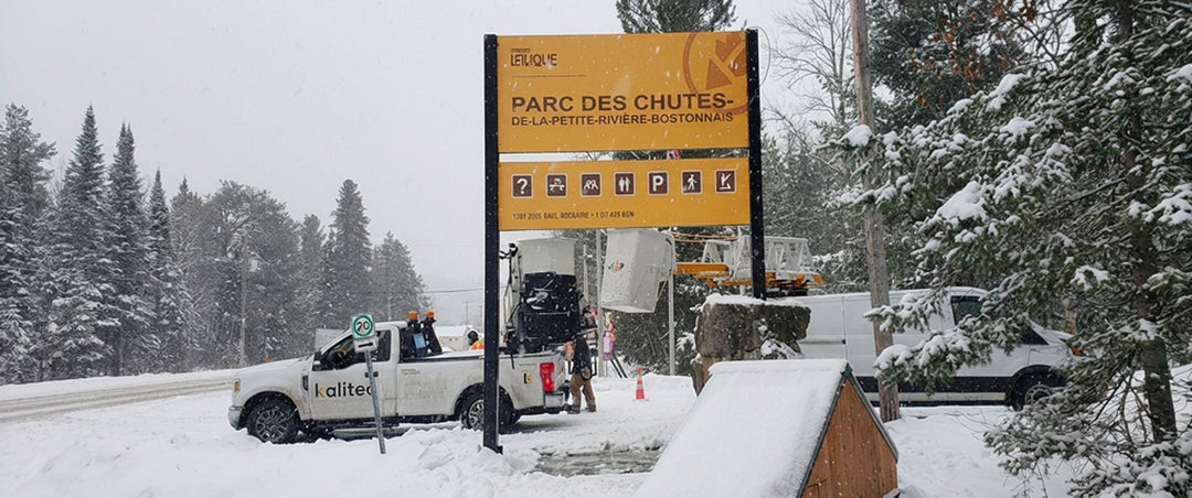 panneau entrée parc des chutes rivière la bostonnais