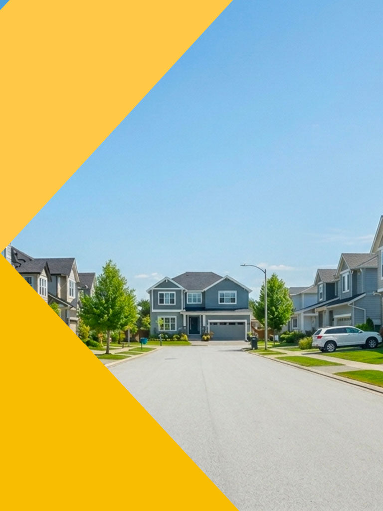 Modern residential street in a safe neighborhood.