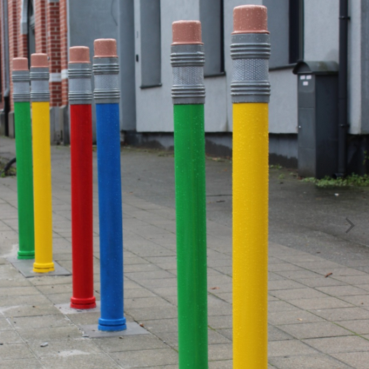 Flexible pencils bollards in multiple colors.