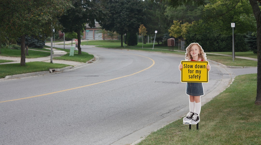 A kid silhouette, one of many traffic calming measures available